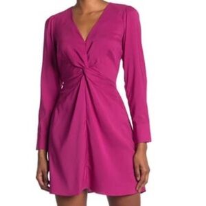 Parker Dark Azalea Pink Long Sleeve Dress. Size Small.